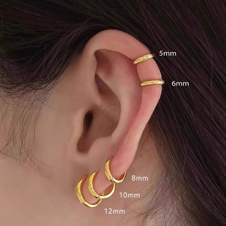 Plain Hoop Small Cuff Smooth Earrings 2025 New High-end Commuting Versatile Accessories Simple Texture Ear Bone Ring_voghion.com