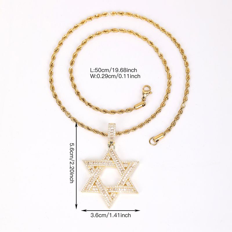 Collier avec pendentif étoile de David en zircone cubique hexagramme unisexe Hip Hop, très populaire_voghion.com