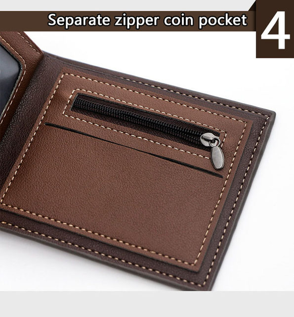 Kurze Männer Brieftaschen Zipper Münzfach Dünne Karte Halter Luxus Männlichen Geldbörsen Hohe Qualität PU Leder männer Brieftasche Geld clips_voghion.com