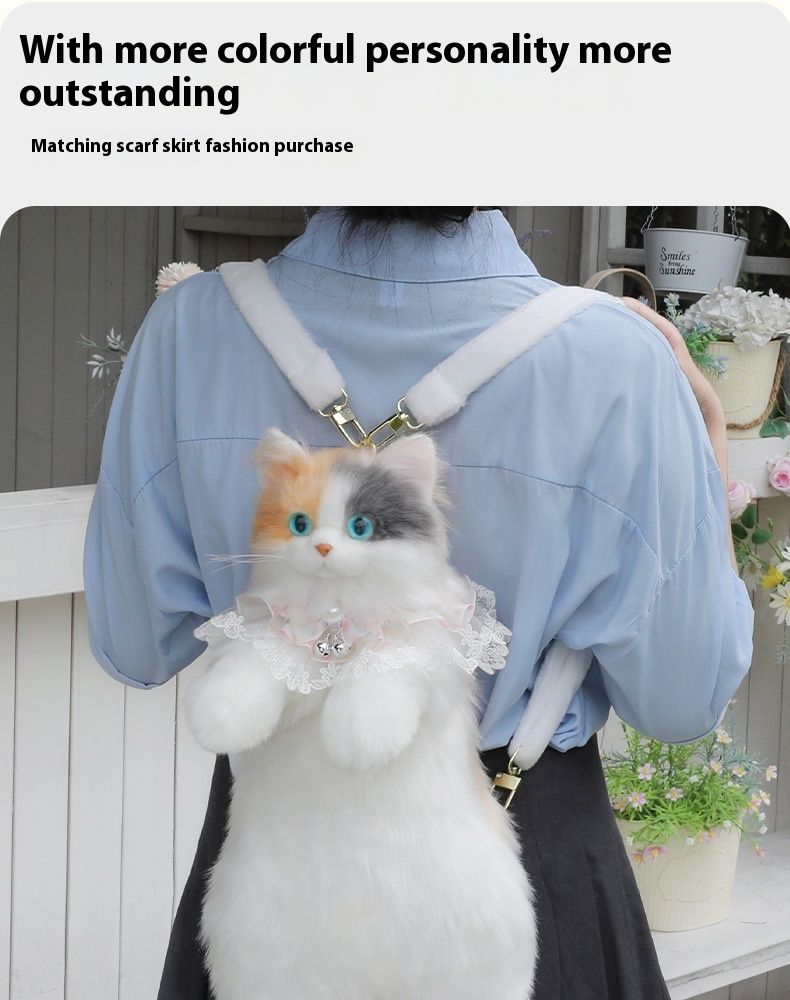 2024 Nova Simulação Três Flores Gato Mochila Pelúcia Boneca Bonito Brinquedo Presente de Aniversário_voghion.com