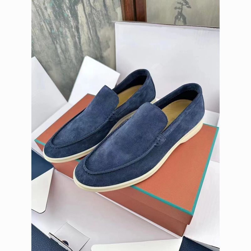 High-End Edition New Suede Loafers Fashion Men's Slip-On Genuine Leather Single Soft Sole Comfortable Driving Shoes_voghion.com
