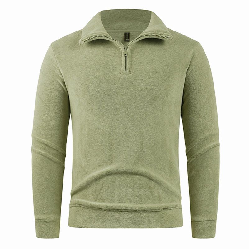 Herren-Sweatshirt aus doppelseitigem Sherpa-Fleece mit halbem Reißverschluss, 400 g/m² – Thermo-Pullover mit Stehkragen für den Winter – Schwere, lässige Streetwear (M bis 4XL)_voghion.com