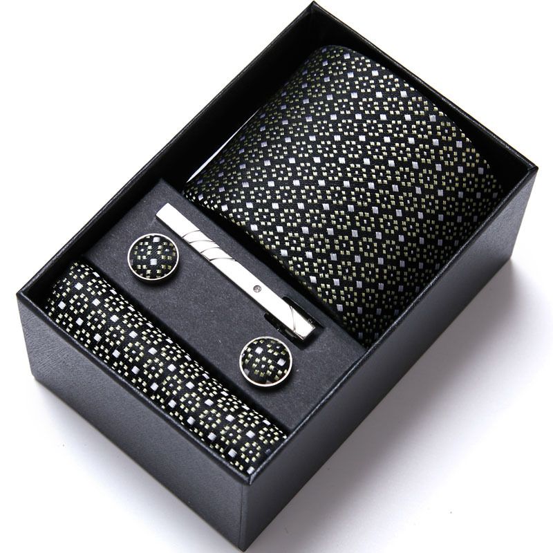 Men's Business Six-Piece Set Polyester Silk Jacquard Solid Color Tie Necktie Custom_voghion.com