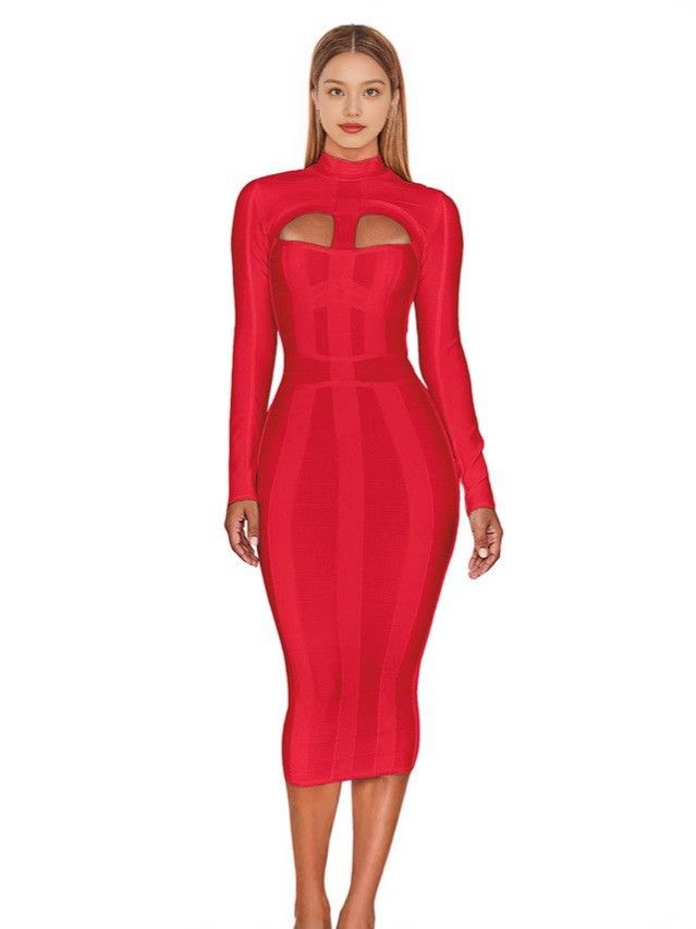 Abbigliamento da donna Autunno e inverno Abito aderente a maniche lunghe da donna Di solito puoi indossare un abito da sera nero con fascia di fascia alta_voghion.com