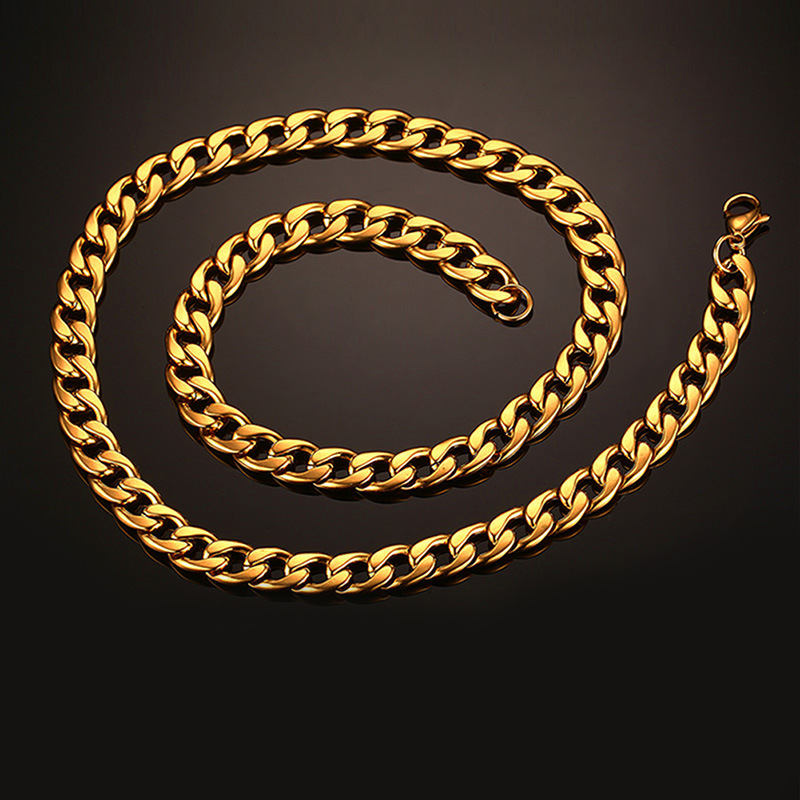 Collana spessa da uomo in acciaio inossidabile nero argento oro accessori in titanio catena in acciaio hip hop catena alla moda gioielli NK chain_voghion.com