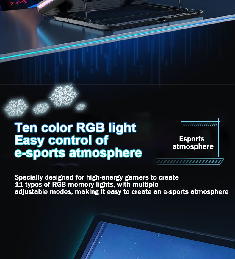 17 Gaming Cooling Pad für 15-21'' Laptop Kühler Sand W/RGB Licht 2 Fans 5 Winkel einstellbar LED Bildschirm Laptop_voghion.com