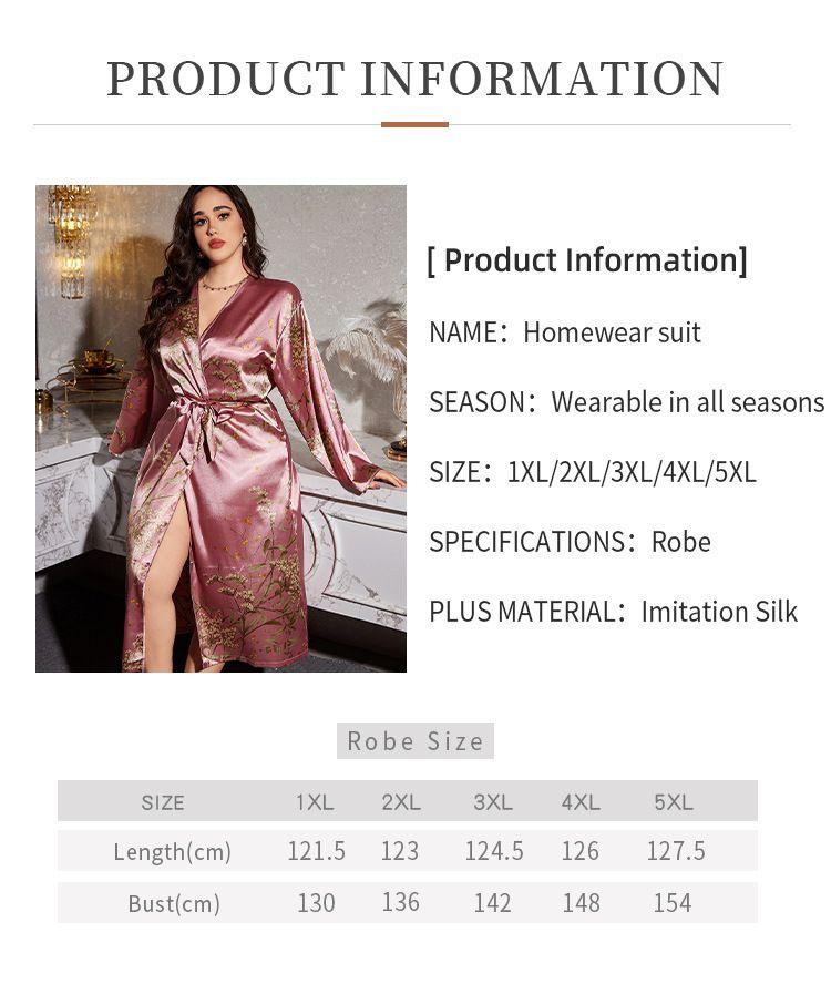 Women's Printed Silk Robe – Lightweight Kimono-Style Cover-Up For Spa, Beach & Home, Flowy & Breathable_voghion.com