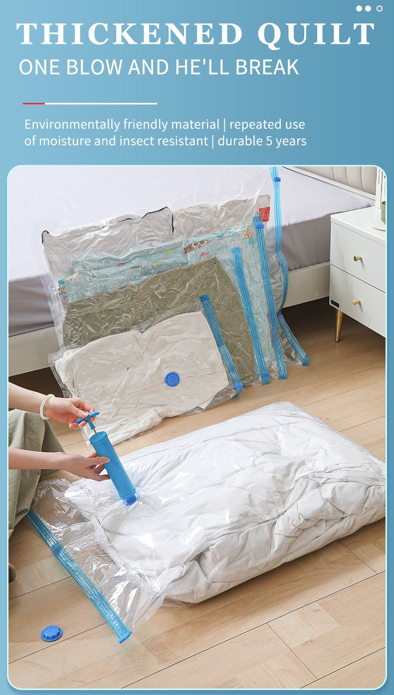 Sacchetti sottovuoto Sure per vestiti e biancheria da letto - Sacchetti di compressione trasparenti extra spessi con pompa manuale, organizer salvaspazio per guardaroba stagionale_voghion.com