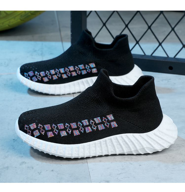 Ropa para niños Zapatillas deportivas informales para niños de cuatro estaciones Calcetines ligeros de punto volador para niños Zapatillas para niños de talla mediana y grande Zapatillas para niñas de un solo pie_voghion.com