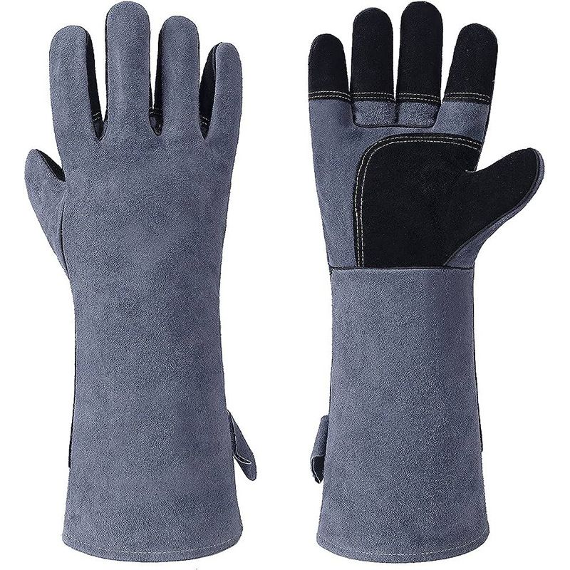 Guanti da saldatura in pelle bovina resistenti all'usura e al calore per barbecue, guanti di protezione del lavoro estesi e ispessiti_voghion.com