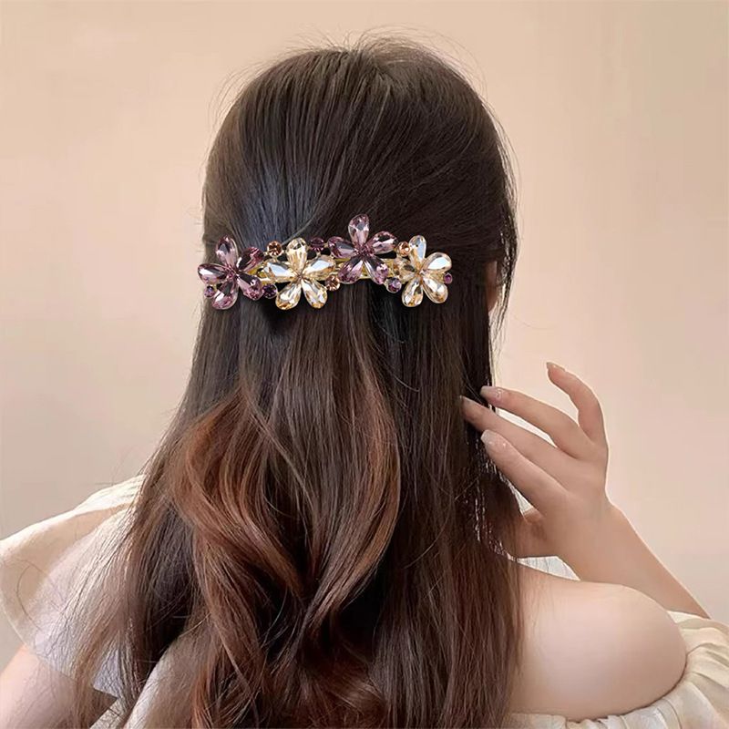 K9 Kristallblume Großer Clip, Mutterstil, Weibliches Accessoire für Erwachsene, Hinterkopf-Federclip-Haar-Accessoire_voghion.com