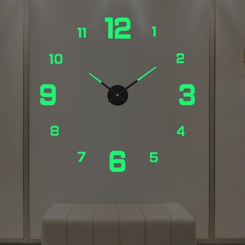 Adesivo da parete per sfondo soggiorno casa digitale in acrilico 3D, orologio, orologio decorativo con luce notturna_voghion.com