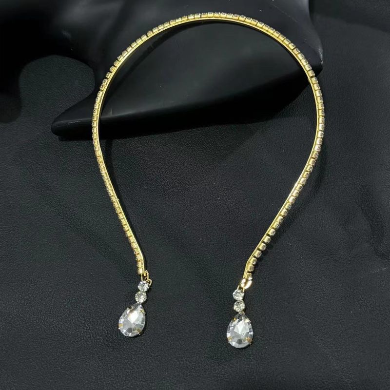 Diamanten hoofdband vrouwelijk eenvoudig high-end hoofdband modieus en veelzijdig waterdruppel hanger hoofdtooi_voghion.com