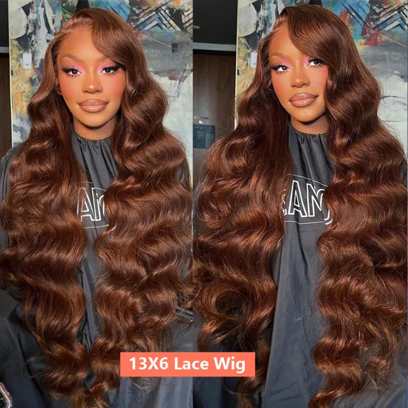 Chocolate Brown Lace Front Wigs Human Hair Women Body Wave 13x4 13x6 HD Glueless Lace Frontal Wig 4x4 Closure_voghion.com