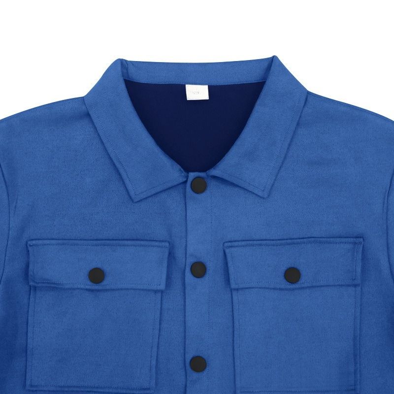 Autumn And Winter Jacket Casual Pants Two-piece Men's Solid Color Suede Suit_voghion.com