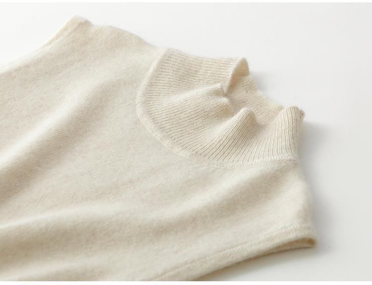 Maglia intima da donna in cashmere con collo alto e maniche lunghe, in maglia, autunno e inverno_voghion.com