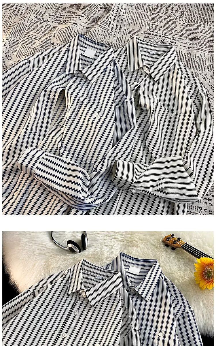 Tokyo Ghostlines – Oversized Vertical Stripe Shirt (Unisex V-Neck For Late-Night Ramen & Underground Zine Swaps)_voghion.com