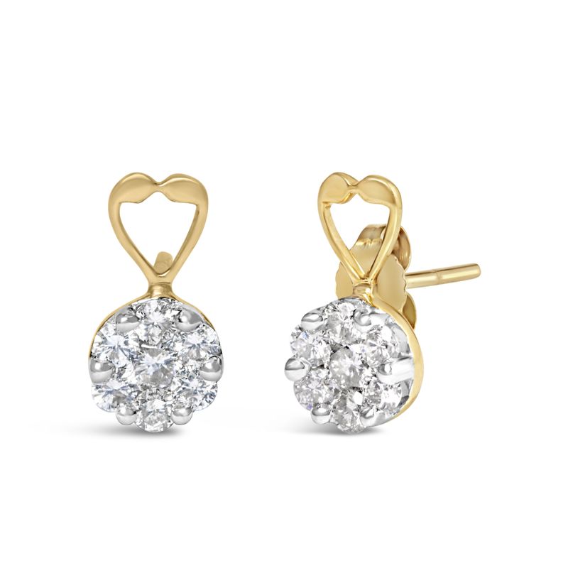 14K Yellow Gold 1ct. TDW Round-cut Diamond Earrings (I-J,SI2-I1)_voghion.com