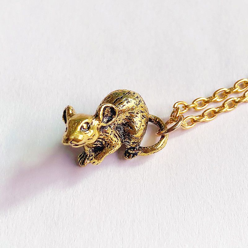 Collane Collana con ciondolo a forma di topo, roditore, ghiro e animale domestico_voghion.com