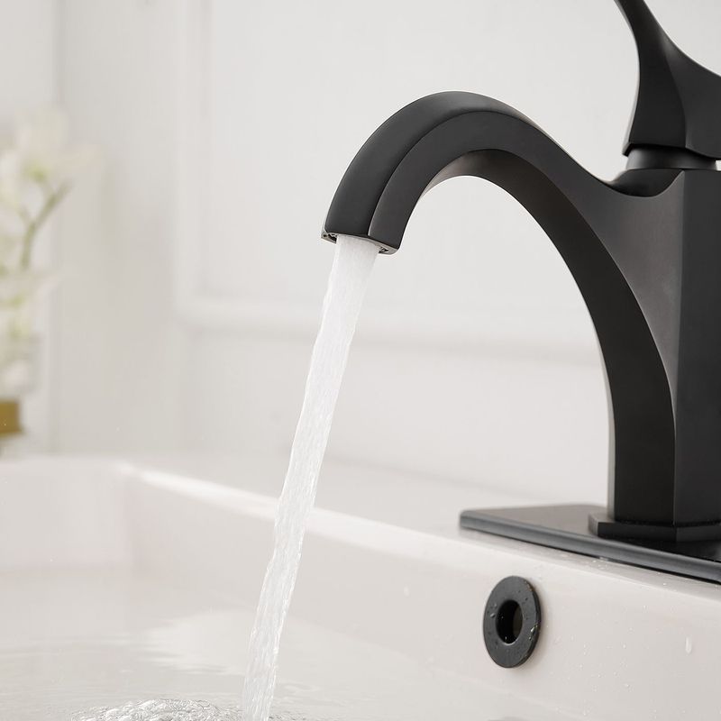 Single Handle Single Hole Farmhouse Bathroom Faucet Bathroom Drip-Free Vanity RV Sink Faucet In Matte Black_voghion.com
