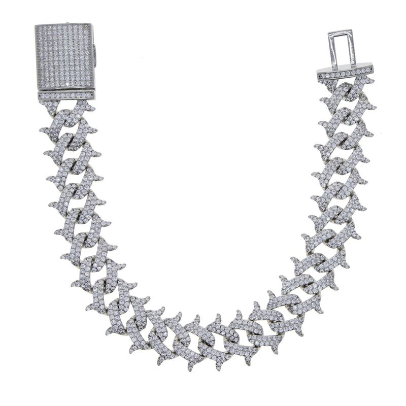 15mm Thorn Cuban Chain Hip Hop Inlaid Zircon Men's Bracelet New Model_voghion.com