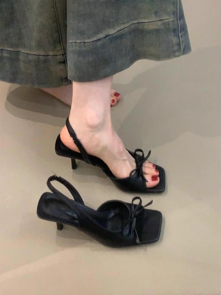 summer Outdoor Single Strap Elegant Open-toe Square Head High Heels Fashionable And Exquisite_voghion.com