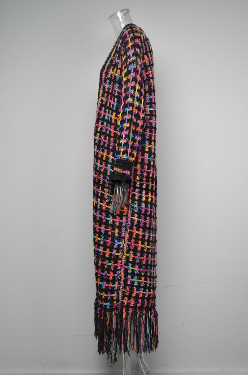 K New Plus Size Long Cardigan With Tassels; Women's Hot Style._voghion.com