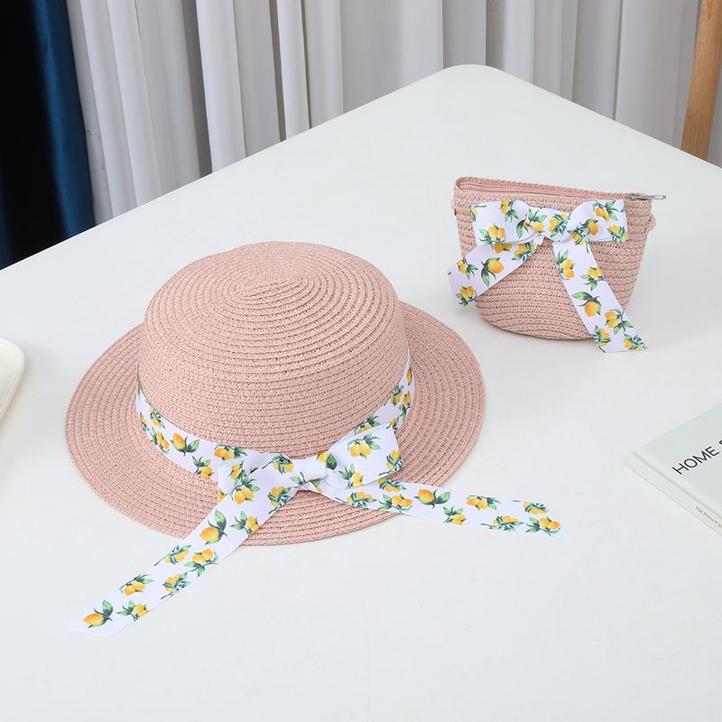 Protezione solare estiva per bambini e donne, parasole pieghevole da spiaggia a tesa piatta, cappelli, borse, set per erba genitore-figlio_voghion.com