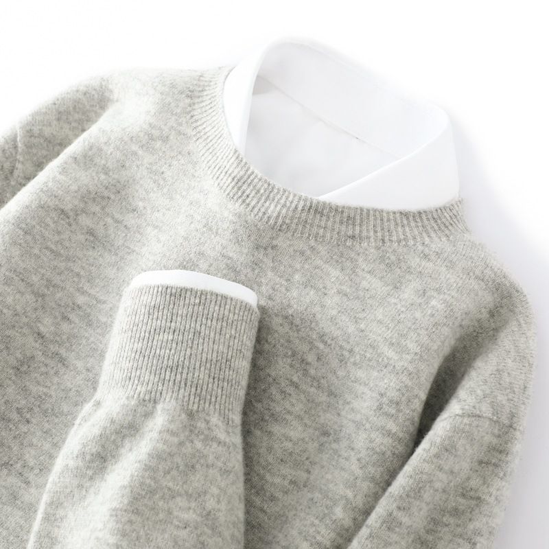 Men's 100% Wool Sweater V-Neck Comfortable Business Casual Pullover Knitwear Soft Breathable Loose Fit Winter Warm Tops_voghion.com