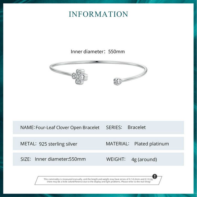 Bracciale aperto Clover, bracciale in argento sterling 925 per donna_voghion.com