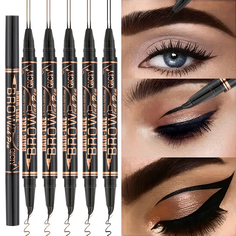 Combinazione di ombretto e eyeliner. Matita per sopracciglia a due punte, naturale e a lunga tenuta, senza sbavature, resistente al sudore, non sbiadisce, eyeliner ultra sottile._voghion.com
