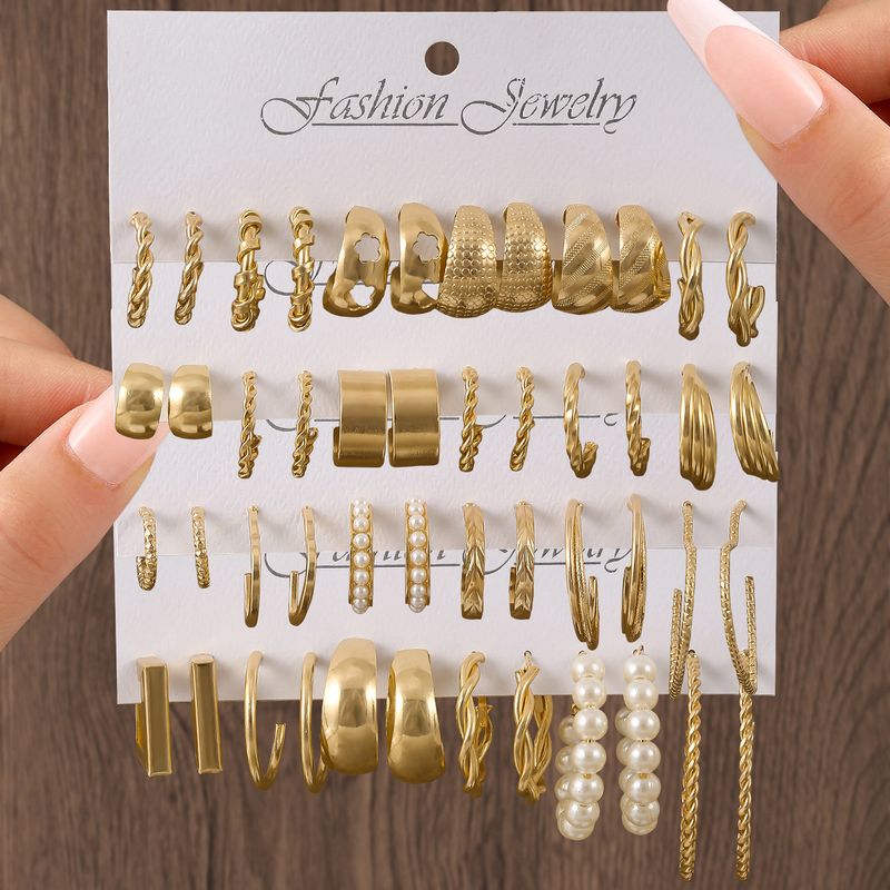Ensemble de boucles d'oreilles pour femmes de forme géométrique, plusieurs pièces, créoles unies exagérées_voghion.com