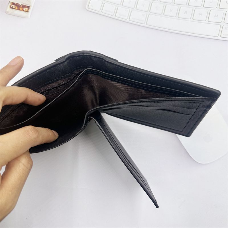 Portofel scurt pentru bărbați, portofel personalizat la modă din PU, cu compartiment pentru mai multe carduri_voghion.com