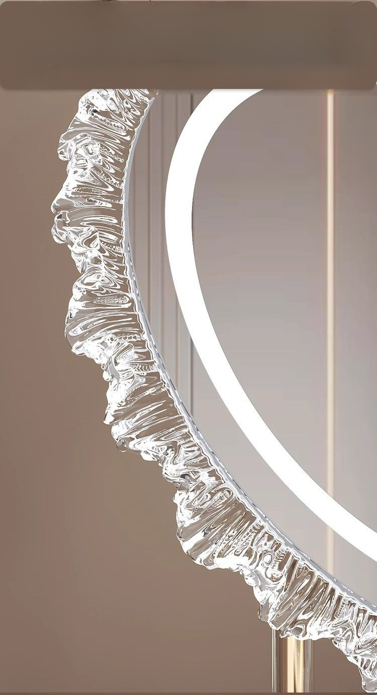 【 Collezione 2721 People 】 Specchio da toeletta da tavolo per camera da letto con base in acrilico a forma di girasole, luminoso a LED_voghion.com