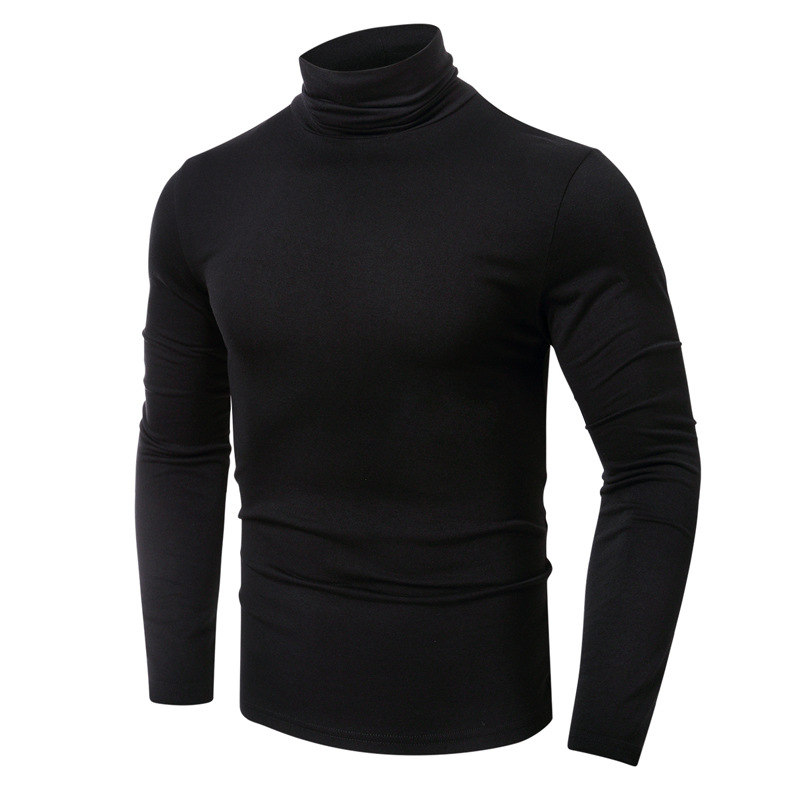 Herren-T-Shirt mit hohem Halsausschnitt und schmaler Passform, langärmliges Thermo-Basishemd aus weichem, gebürstetem Polyester, einfarbig, lässiges Oberteil für alle Jahreszeiten_voghion.com
