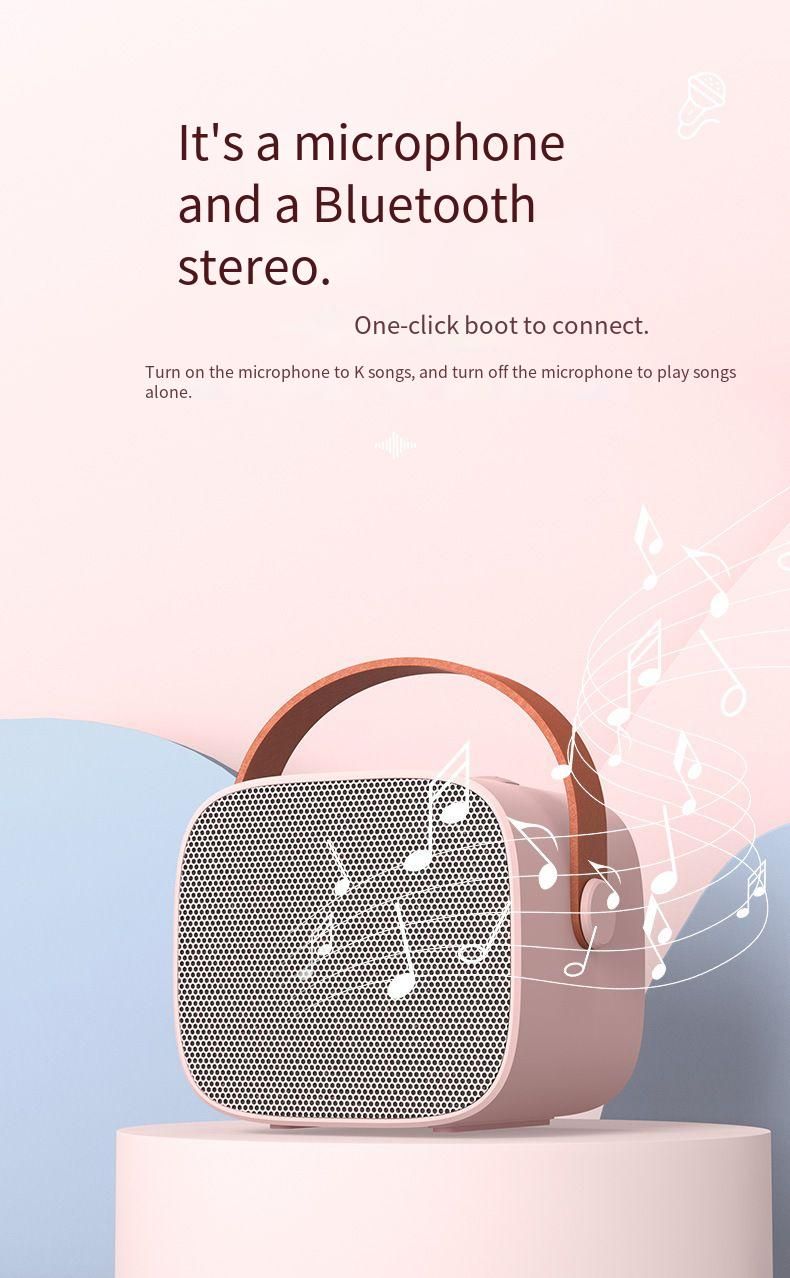 Tragbares kabelloses Mini-Bluetooth-Lautsprecherset für den Außenbereich, Karaoke, Heimmikrofon_voghion.com