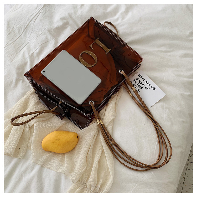 Tote Bag Large Capacity Transparent Jelly Shoulder Crossbody Bag Fashionable Big Bag 2023 New Korean Bag For Women_voghion.com