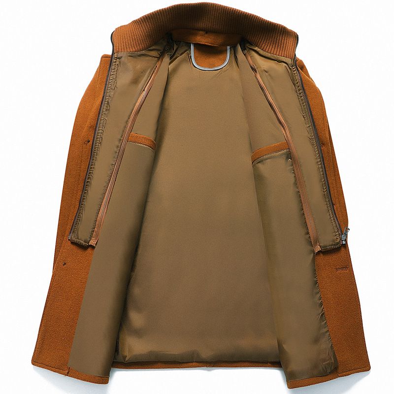 Men's Wool Blend Overcoat – Single-Breasted Long Coat With Belt (30% Wool, Winter-Ready, Business Casual) – Grey/Black/Camel/Navy/Coffee_voghion.com