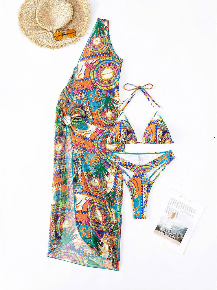 costume da bagno in tre pezzi con protezione solare con stampa leopardata, gonna da spiaggia bikini semitrasparente in rete da donna_voghion.com