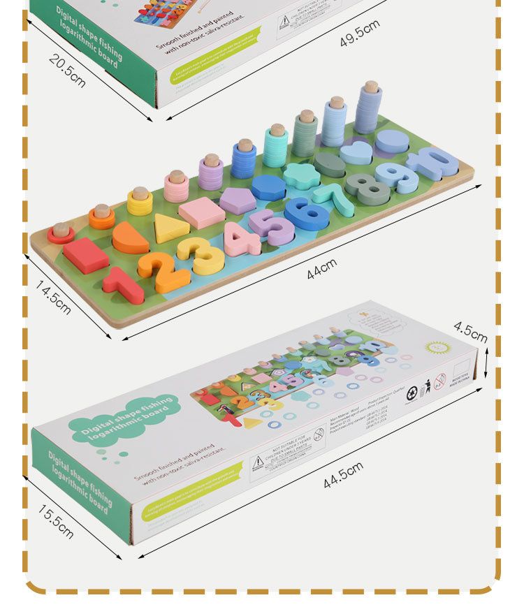 Giocattoli educativi per la prima infanzia per l'illuminazione dei bambini Montessori 0-3 anni Giocattoli in legno Blocchi da costruzione Forme digitali Assemblati Tavola di corrispondenza_voghion.com