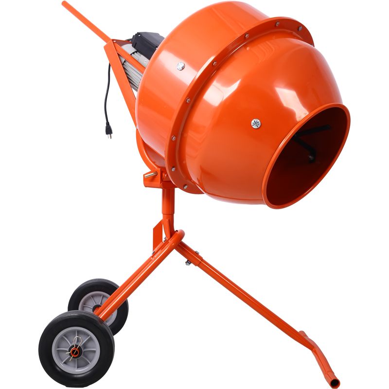 370W Portable Electric Concrete Mixer Cement Mixing Barrow Machine Mixing Mortar Handle With Wheel (4.6 Cu/ft.)_voghion.com