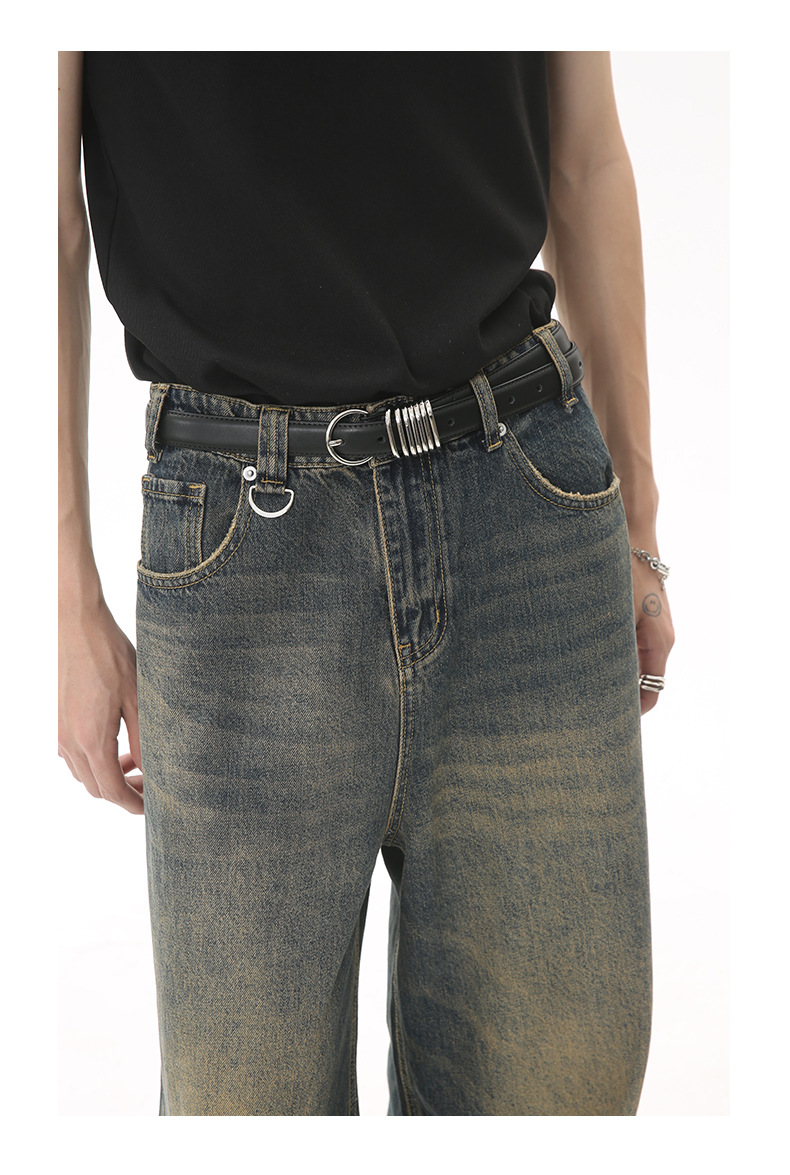 Vêtements pour hommes 2025 Nouveau jean ample à jambe large style Hong Kong vintage_voghion.com