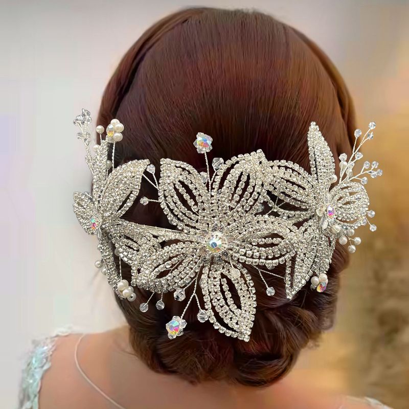 Nejprodávanější svatební čelenka, ručně vyráběná korunka s řetízkem a listy, křišťálová květina, lehké luxusní vlasové doplňky pro těžký průmysl_voghion.com