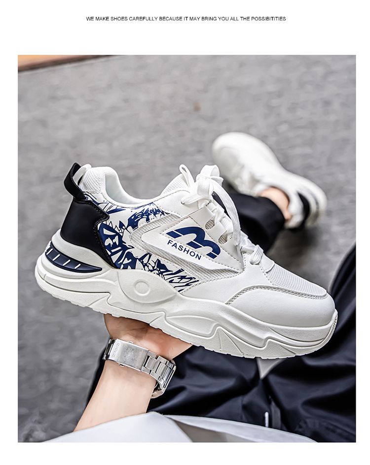 Sommer Neue Atmungsaktive Mesh Sneakers Herren Trendy Vielseitige Weiße Dicke Sohle Casual Dad Schuhe Männer_voghion.com