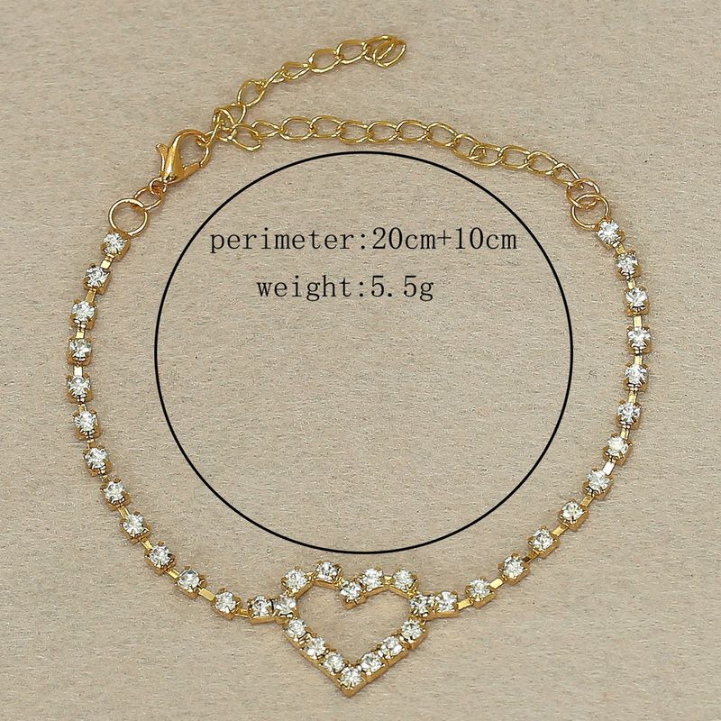 Cavigliera a forma di cuore per feste in spiaggia, stile semplice e alla moda, con strass lucidi, per piedi nudi_voghion.com