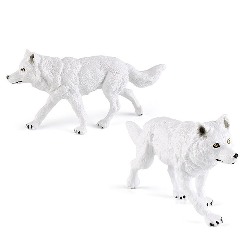 Arctic Wolf Model Various Realistic White Wolf Static Model Ornament Plastic Wild Animal Figurine Mini TV Table Decor Kids Educational Toy_voghion.com