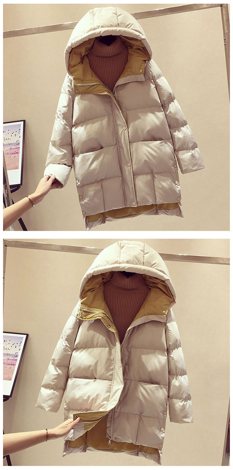 Winte-Chaqueta larga con capucha para mujer, abrigo acolchado de algodón para mujer, abrigo femenino de alta calidad Wam Outwea, Paka Manteau 2023_voghion.com