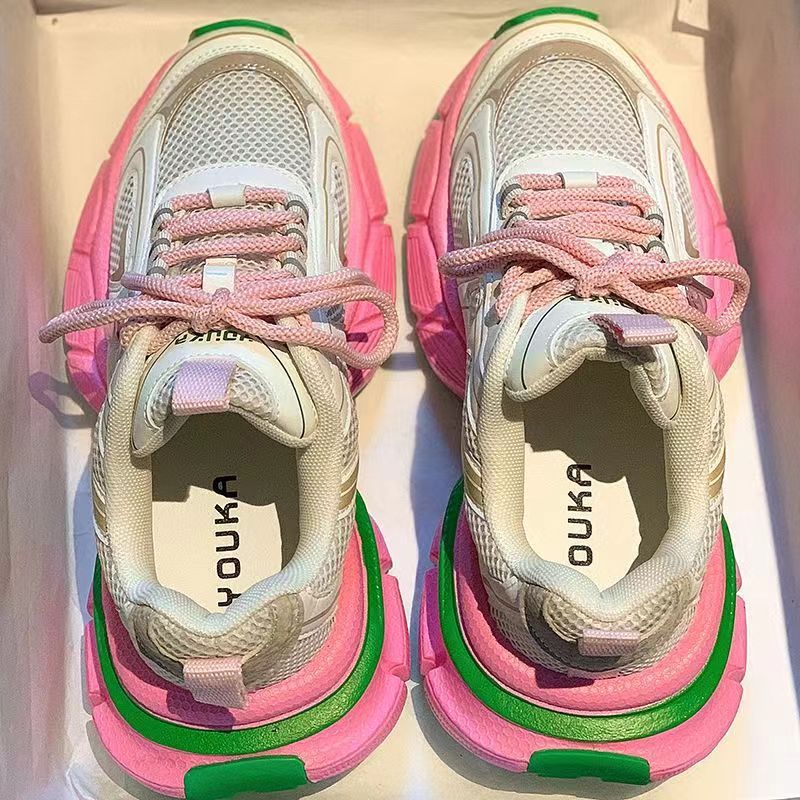 Dad Shoes For Women New Street Blasting Thick Soled Height Enhancing Versatile Foot Showing Small Casual Hong Kong Style Sports Shoes_voghion.com