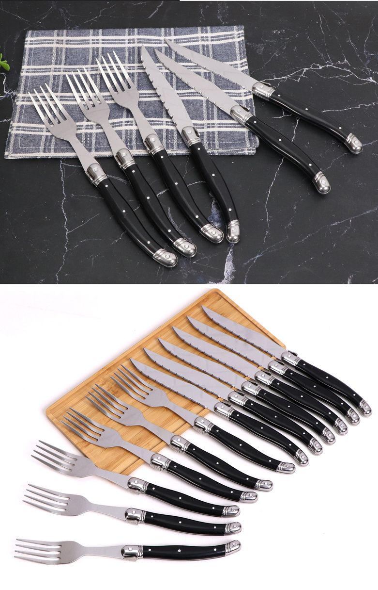 Set da bistecca Laguiole Elite da 6 pezzi - Manico in ABS a codolo intero_voghion.com