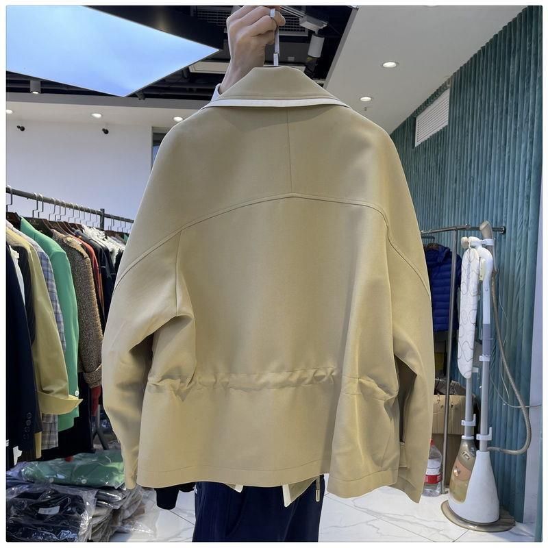 Plus Size Dames 150kg Lente en Herfst Color Block Trenchcoat Casual Eenvoudige Veelzijdige Korte Jas voor Dames_voghion.com